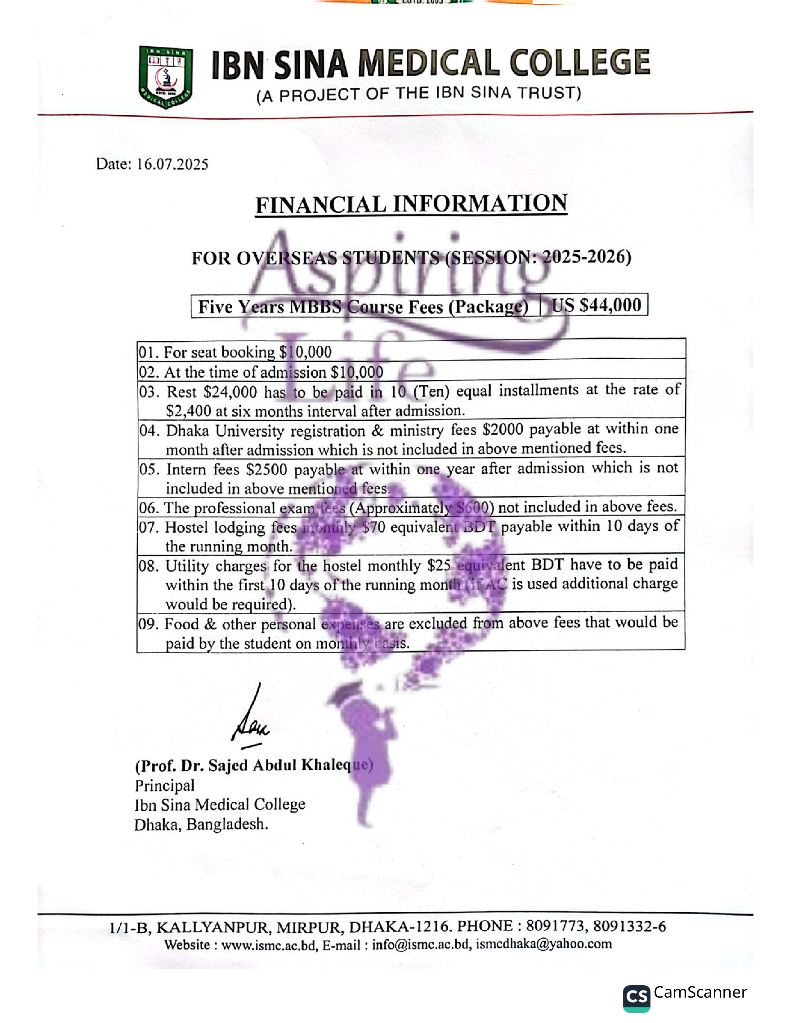 Mainamoti Medical College – Offer Letter