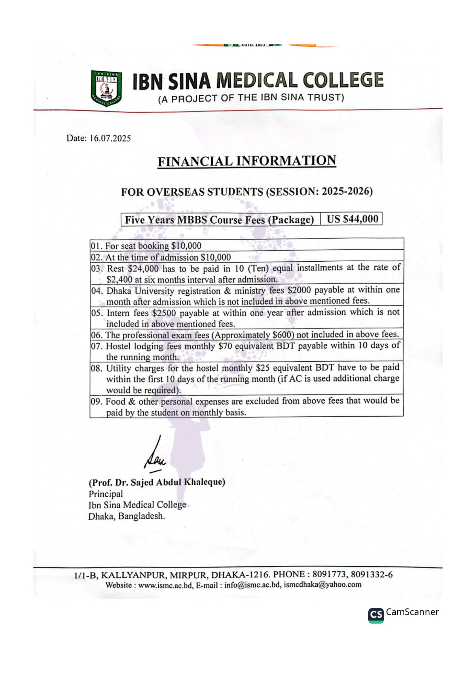 Mainamoti Medical College – Offer Letter