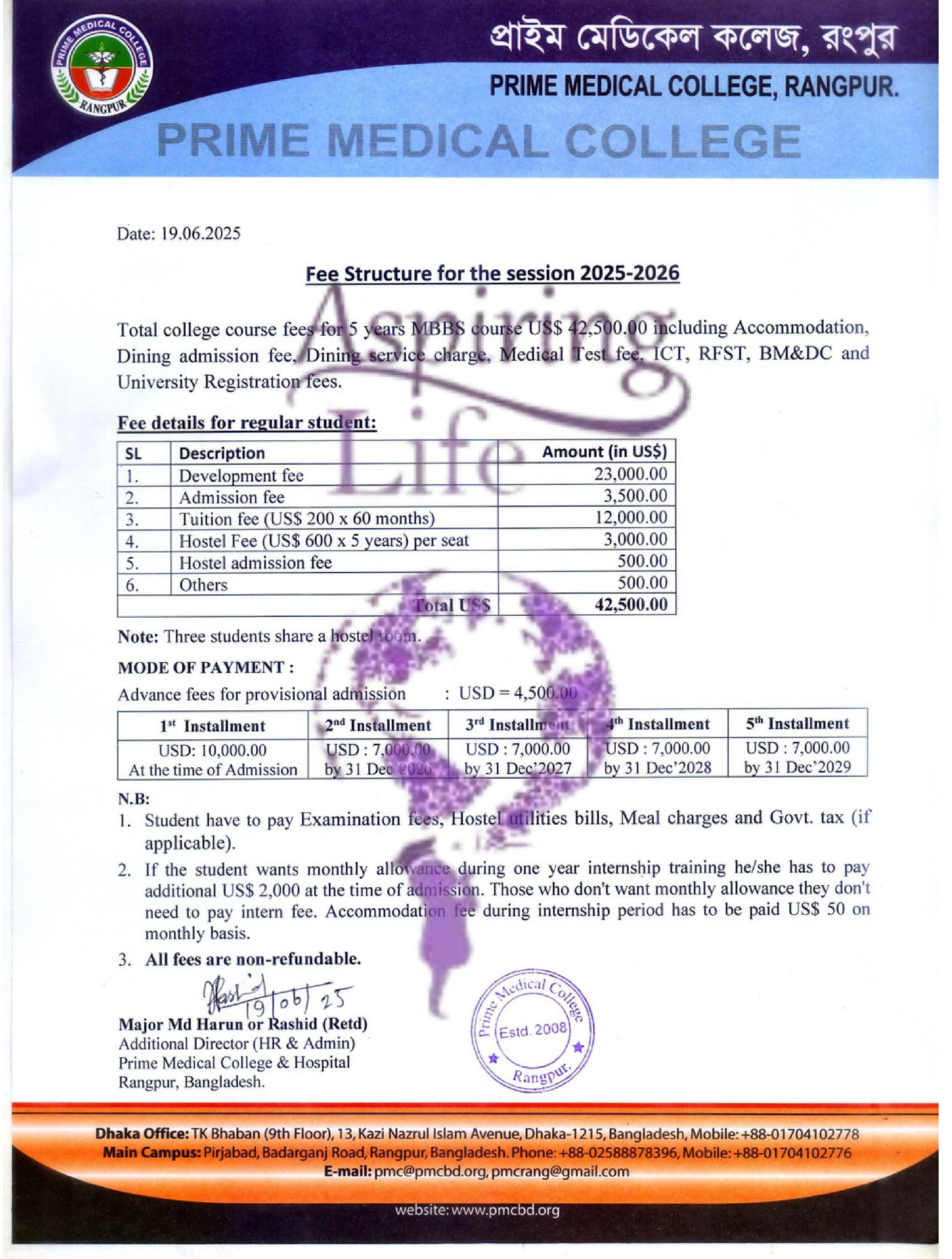 Mainamoti Medical College – Offer Letter