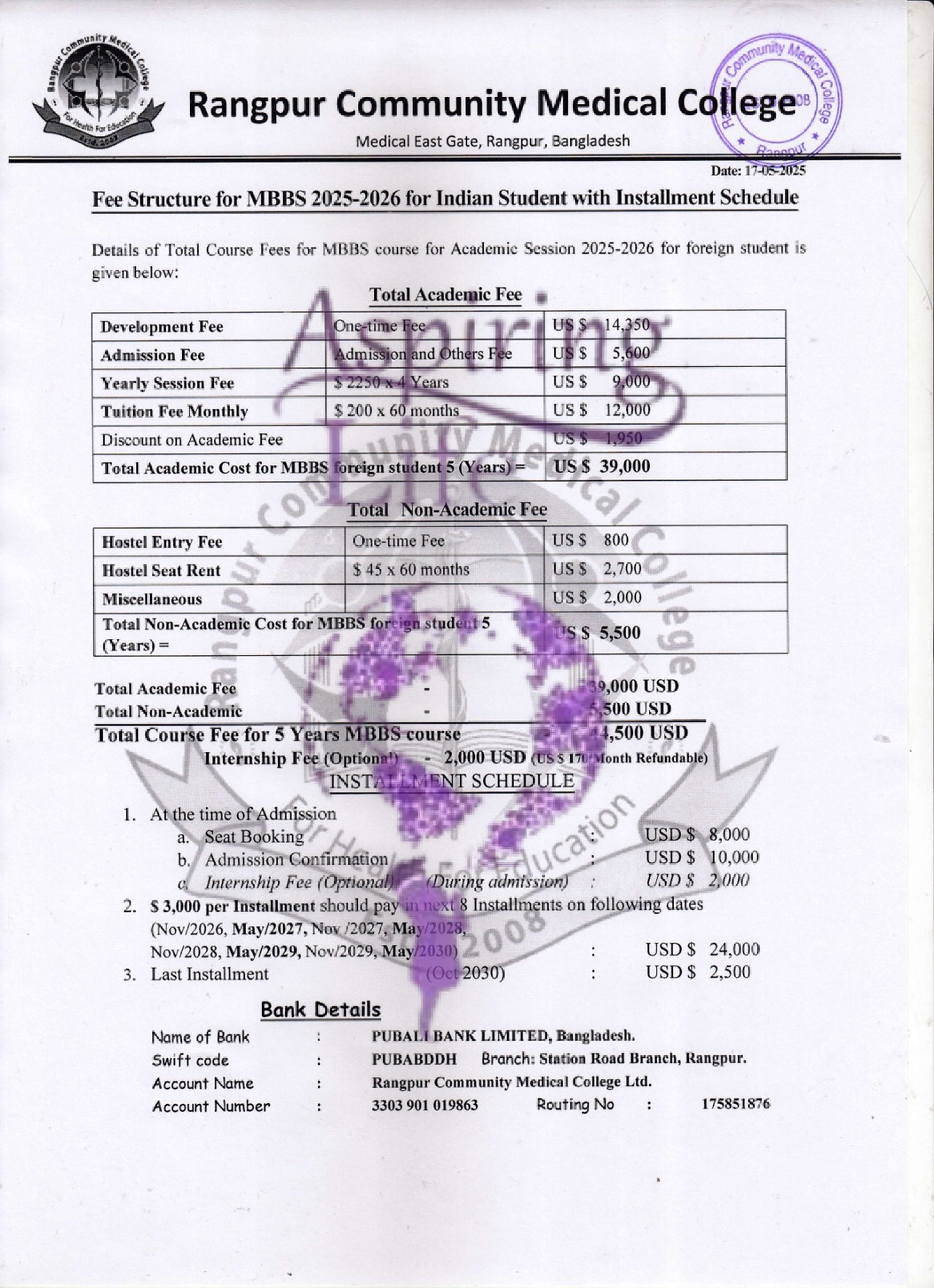 Mainamoti Medical College – Offer Letter